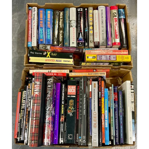 706 - QTY. MISC. MOSTLY ROCK AND POP RELATED BOOKS (2 BOXES)