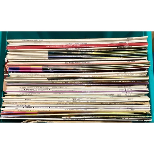 825 - BOX OF OVER FIFTY MISC. LP RECORDS INC. EASY LISTENING AND CLASSICAL