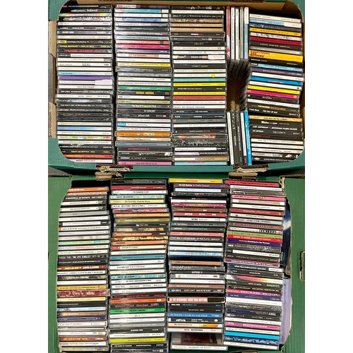 724 - LARGE QUANTITY OF CDs, BROAD MIX OF GENRES AND ARTISTS. 2 TRAYS