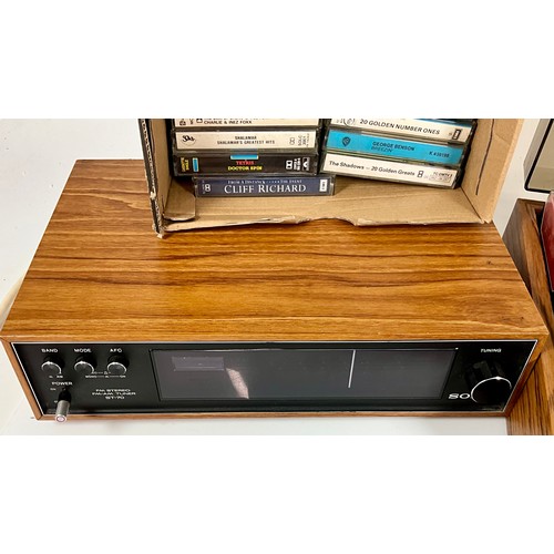 1106 - VINTAGE DECCA LEGATO CASSETTE PLAYER, A VINTAGE SONY AM/FM TEAK TUNER ST-70, VINTAGE CASSETTE STORAG... 