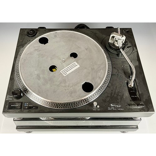 1132 - A PAIR OF SKYTEC TEC 3300 DIRECT DRIVE DJ TURNTABLES A/F INCOMPLETE