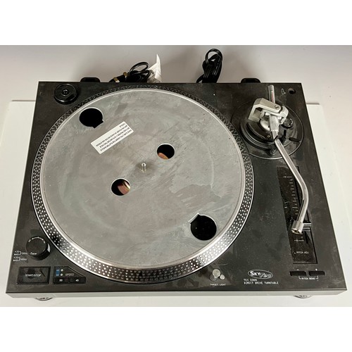 1132 - A PAIR OF SKYTEC TEC 3300 DIRECT DRIVE DJ TURNTABLES A/F INCOMPLETE