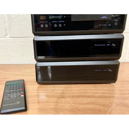 1099 - AVI S 2000 SERIES PRE-AMP, FM TUNER. CD PLAYER, POWER AMP, MONO BLOC AND REMOTE CONTROL