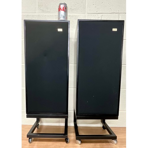 1195 - PAIR OF BLACK SPENDOR BC1 LOUDSPEAKERS WITH STANDS