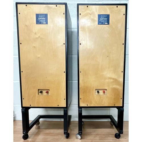 1195 - PAIR OF BLACK SPENDOR BC1 LOUDSPEAKERS WITH STANDS