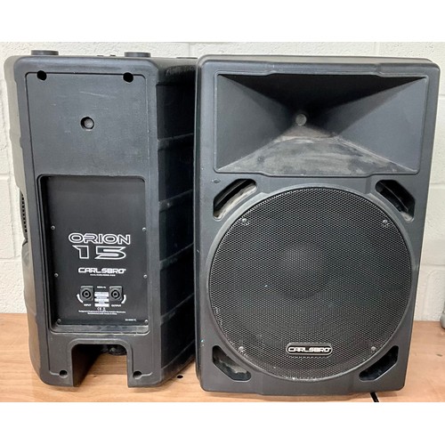 1177 - PAIR CARLSBRO ORION 15 300W PASSIVE LOUDSPEAKERS WITH TRIPOD STANDS