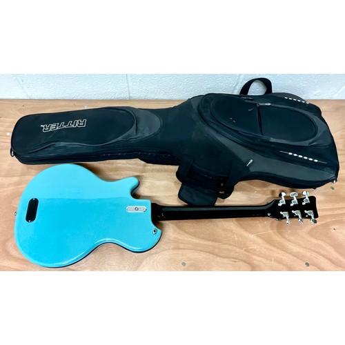 1001 - ITALIA MONDIAL ELECTRIC GUITAR IN BLUE WITH INDEPENDENT PICK-UPS AND RITTER SOFT CASE