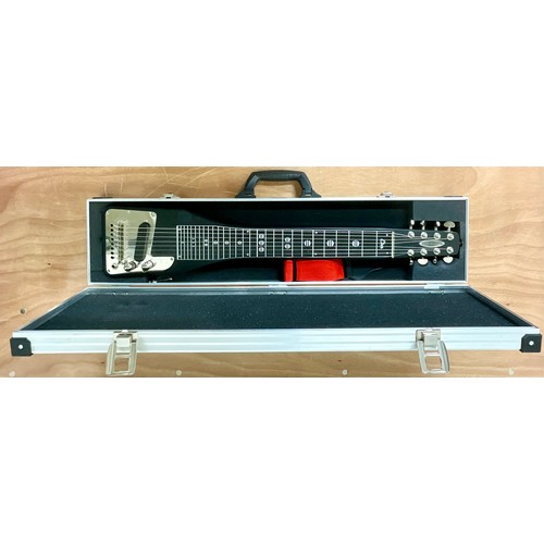 1009 - HARLEY BENTON ELECTRIC LAP STEEL GUITAR IN MATT BLACK FINISH WITH FLIGHT CASE T/W ANOTHER CASED LAP ... 