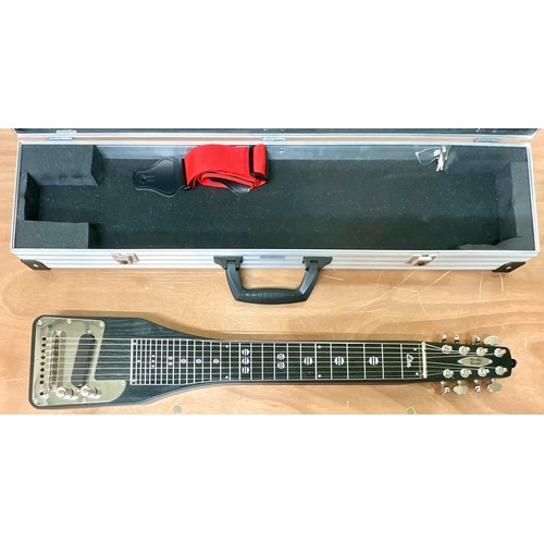 1009 - HARLEY BENTON ELECTRIC LAP STEEL GUITAR IN MATT BLACK FINISH WITH FLIGHT CASE T/W ANOTHER CASED LAP ... 