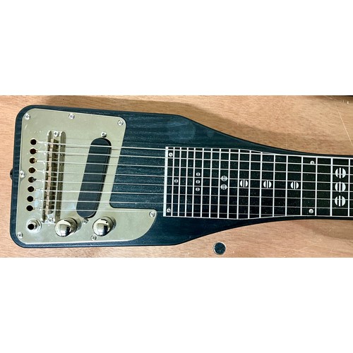 1009 - HARLEY BENTON ELECTRIC LAP STEEL GUITAR IN MATT BLACK FINISH WITH FLIGHT CASE T/W ANOTHER CASED LAP ... 