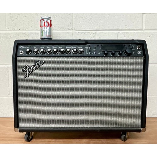 1017 - FENDER CYBER TWIN COMBO GUITAR AMPLIFIER ON CASTERS WITH DUST COVER, CABLES AND FOOT SWITCH