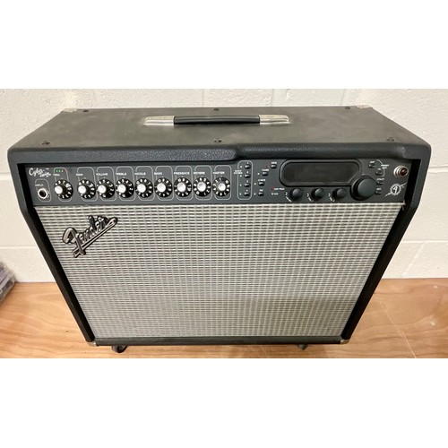 1017 - FENDER CYBER TWIN COMBO GUITAR AMPLIFIER ON CASTERS WITH DUST COVER, CABLES AND FOOT SWITCH