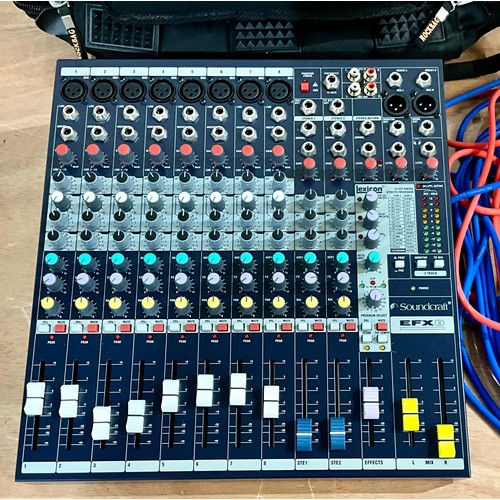 1037 - SOUNDCRAFT EFX8 8 CHANNEL MIXING DESK IN ROCKBAG WITH CABLES