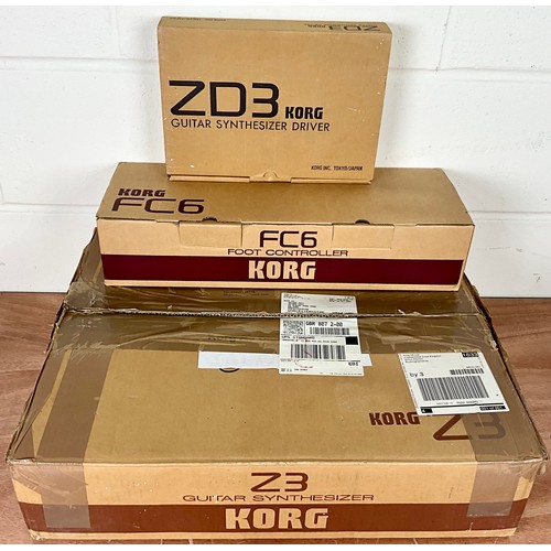 1020 - BOXED KORG Z3 GUITAR SYNTHESISER, ZD3 DRIVER AND FC6 FOOT CONTROLLER