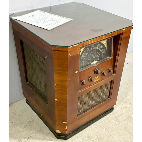 1073 - HMV 655 1930’S 10 VALVE ALL WORLD ARMCHAIR/COFFEE TABLE RADIO