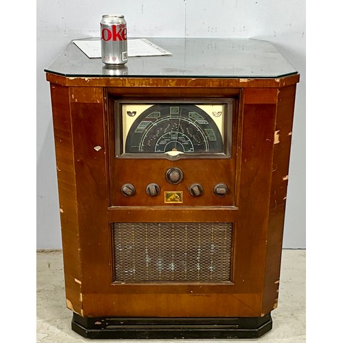 1073 - HMV 655 1930’S 10 VALVE ALL WORLD ARMCHAIR/COFFEE TABLE RADIO