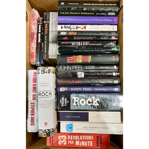 708 - 4 BOXES MOSTLY ROCK AND POP RELATED BOOKS