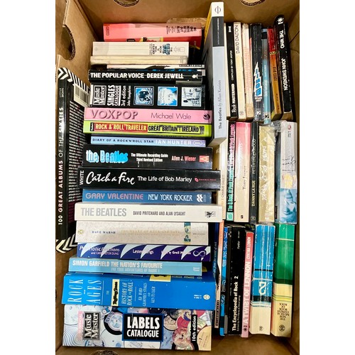 708 - 4 BOXES MOSTLY ROCK AND POP RELATED BOOKS