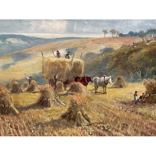 27 - Late entry JOHN SYER (BRITISH 1815-1885), OIL ON CANVAS DEPICTING PASTORAL HARVEST SCENE, SIGNED BOT... 