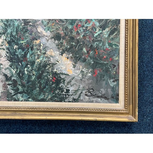 16 - IMPRESSIONIST STYLE OIL ON CANVAS INDISTINCTLY SIGNED POSSIBLY BECKER , HANS V. BECKER (1930-2013)?,... 