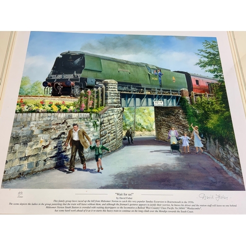 198 - FRAMED PRINT OF WEST COUNTRY AT MIDSUMMER NORTON, “WAIT FOR US” BY DAVID FISHER, SIGNED, LIMITED EDI... 