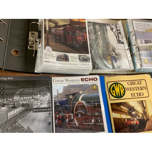 276 - GREAT WESTERN ECHO, 5 BOUND FOLDERS, SOME DATING FROM 1965, PLUS RING BINDERS OF THIS GWRS PUBLICATI... 