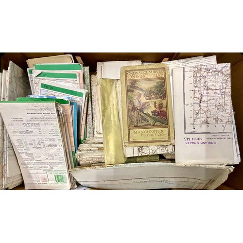 97 - LARGE COLLECTION OF BARTHOLOMEW, ORDNANCE SURVEY AND DUVADILON UK MAPS - THREE BOXES