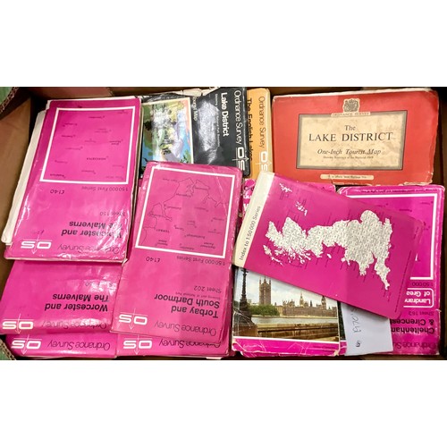 97 - LARGE COLLECTION OF BARTHOLOMEW, ORDNANCE SURVEY AND DUVADILON UK MAPS - THREE BOXES