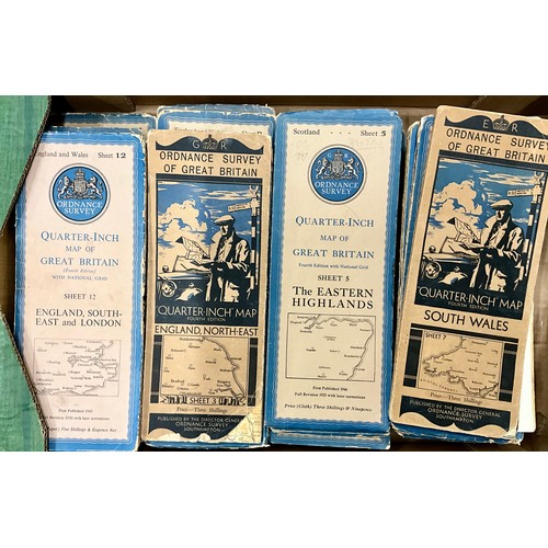 99 - COLLECTION OF ORNANCE SURVEY UK MAPS FROM 1900 TO 1950’S - TWO BOXES