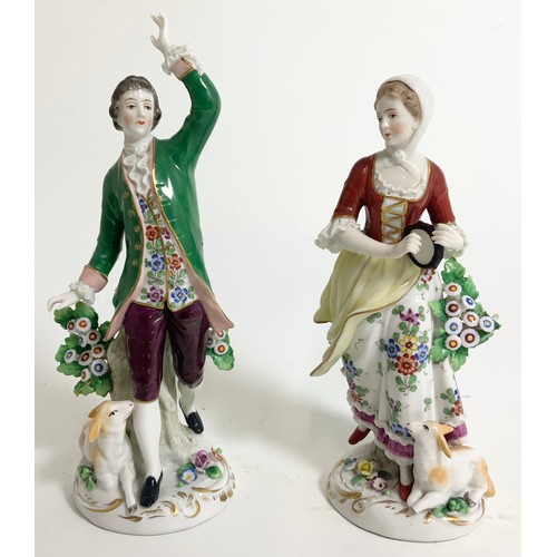 139 - PAIR OF PORCELAIN FIGURINES WITH GOLD ANCHOR MARK CHELSEA / CONTINENTAL?