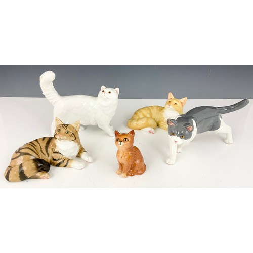 131 - 4  JOHN BESWICK CONNOISSEUR CATS PLUS ANOTHER SMALL BESWICK CAT