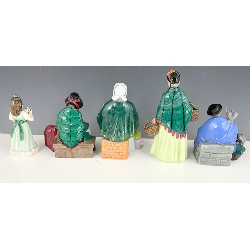 118 - A COLLECTION OF ROYAL DOULTON FIGURES  THE ORANGE LADY,  SILKS AND RIBBONS , TUPPENCE A BAG A BAG, T... 