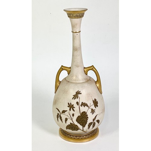 143 - A ROYAL WORCESTER BLUSH IVORY VASE, DECORATED WITH FLORAL SPRAYS, SHAPE NUMBER 857, HEIGHT APPROX. 3... 