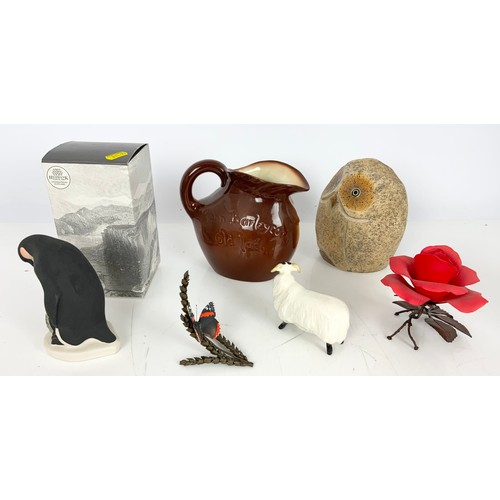 154 - MISCELLANEOUS ITEMS INCLUDING ROYAL DOUTON CHARACTER JUG, JOHN BARLEYCORN, BESWICK SHEEP, HIGHBANK P... 