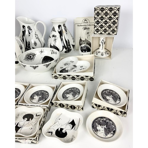 148 - LARGE COLLECTION OF VINTAGE POOLE POTTERY IN THE BEARDSLEY  COLLECTION INC JUG, VASES, PIN DISHES, C... 