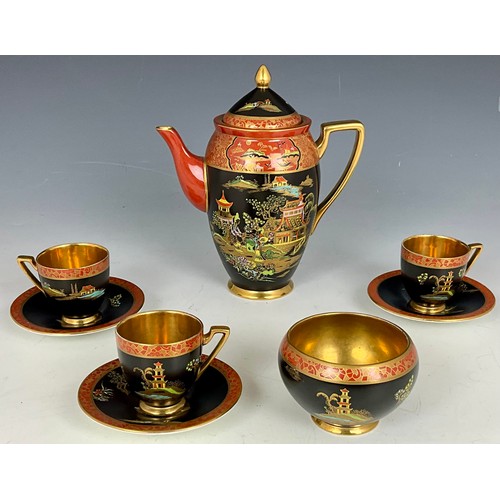 181 - CARLTON WARE MIKADO DECO PORCELAIN COFFEE SERVICE