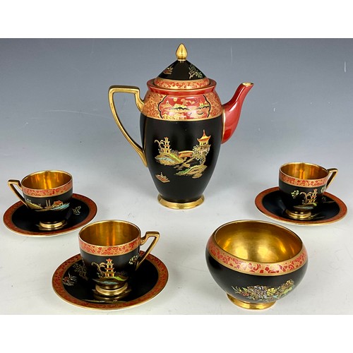 181 - CARLTON WARE MIKADO DECO PORCELAIN COFFEE SERVICE