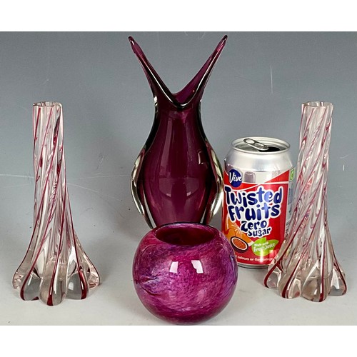 222 - FOUR ART GLASS VASES