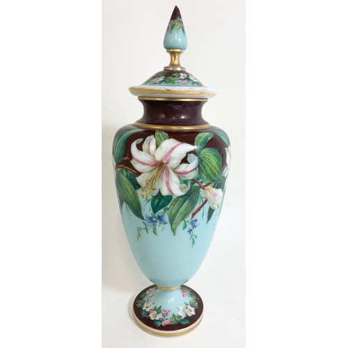 218 - FRENCH GLASS LIDDED VASE TOGETHER WITH A MDINA GLASS VASE