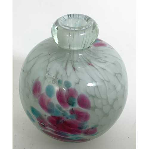 218 - FRENCH GLASS LIDDED VASE TOGETHER WITH A MDINA GLASS VASE