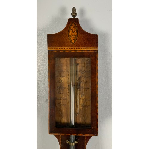 251 - ANTIQUE INLAID MAHOGANY STICK BAROMETER