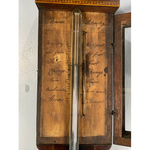 251 - ANTIQUE INLAID MAHOGANY STICK BAROMETER