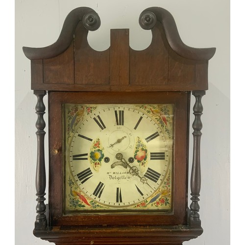 242 - WILLIAM DELGELLAU 8 DAY LONGCASE CLOCK WITH PAINTED DIAL