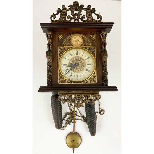 248 - HIGHLY DECORATIVE CASED WALL CLOCK WITH PENDULUMS