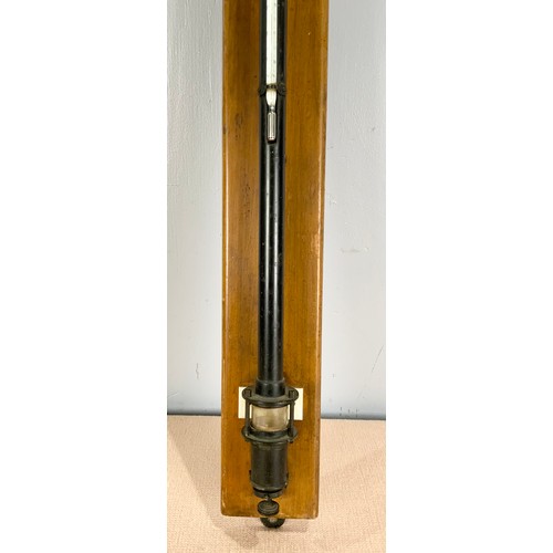 252 - STICK BAROMETER WITH THERMOMETER MOUNTED ON A WOODEN BASE