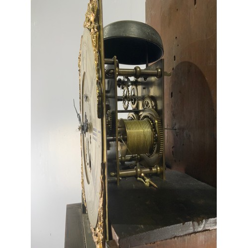 245 - 8 DAY OAK LONGCASE CLOCK, LOSTWITHIEL, BRASS FACE AND SPANDRELS, SILVERED CHAPTER RING, SUBSIDIARY S... 