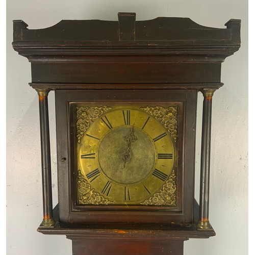 246 - LONG CASED CLOCK WITH BRASS DIAL SIGNED JOHN PHILLIPS