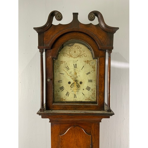 244 - OAK CASED LONGCASE CLOCK, PAINTED DIAL THOMS. GAMMON, HEREFORD, 8 DAY MOVEMENT, SUBSIDIARY SECONDS A... 