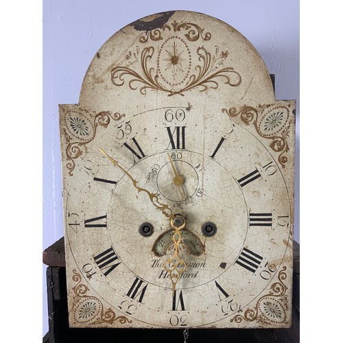 244 - OAK CASED LONGCASE CLOCK, PAINTED DIAL THOMS. GAMMON, HEREFORD, 8 DAY MOVEMENT, SUBSIDIARY SECONDS A... 