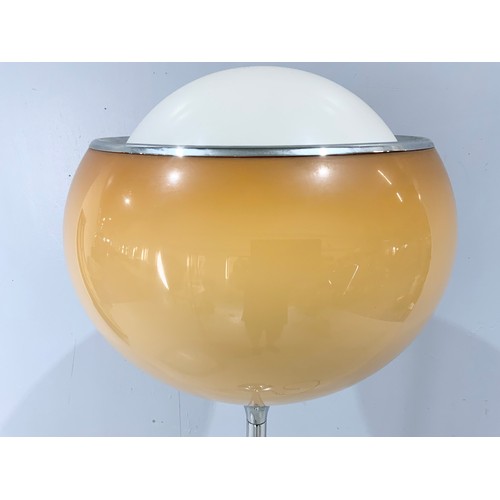 262 - MODERNIST CHROME AND PERSPEX STANDARD LAMP 180cm TALL AND A PAIR OF SIMILAR STYLE CEILING FITTINGS O... 